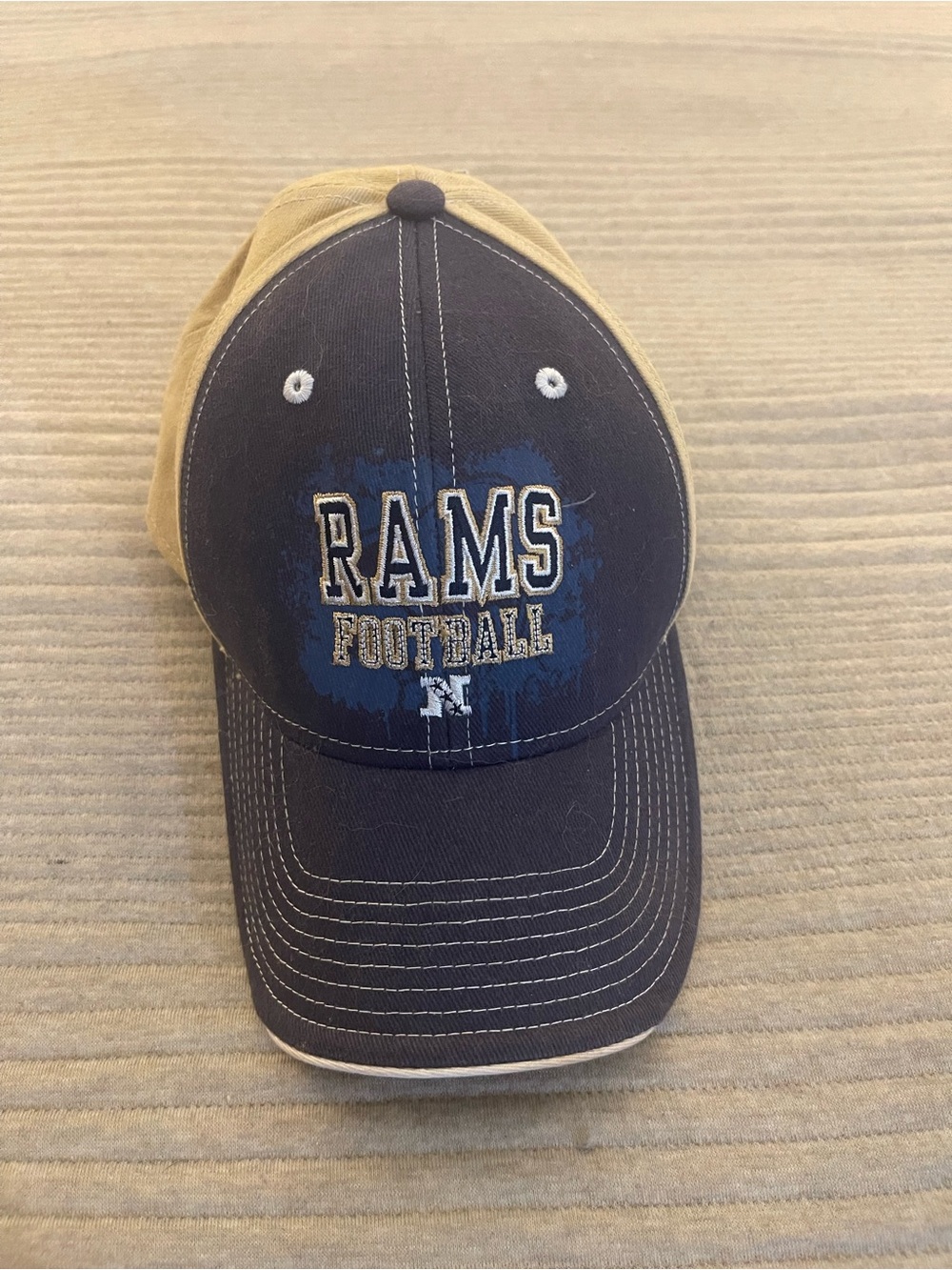 Reebok NFL Rams Football Hat Cap Tan Navy w/ Unidentified Autograph Signed
